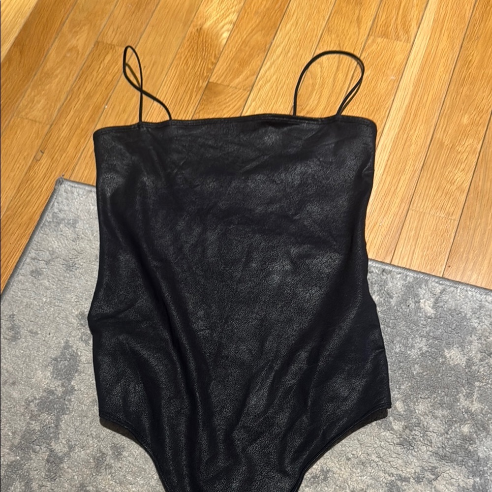 A&F Faux Leather Bodysuit Size M